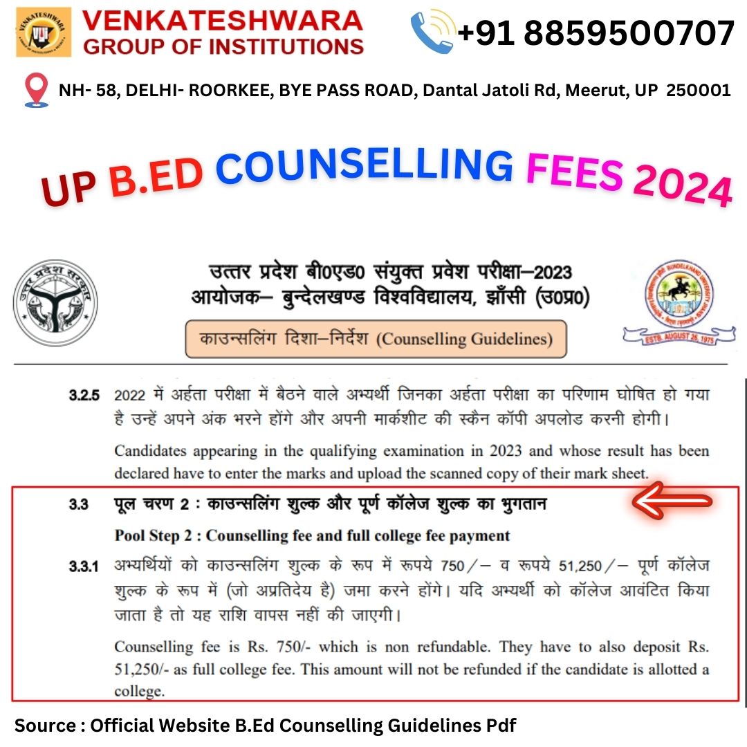 UP B.Ed Counselling 2024 Fees