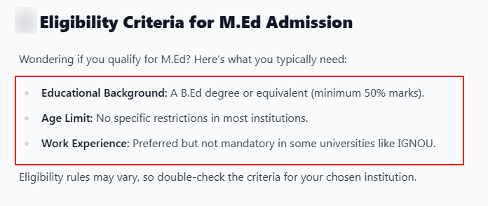  M.Ed Admission 2025:  Eligibility Criteria